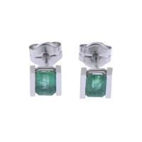 153-WHITE GOLD EARRINGS WITH EMERALDS.