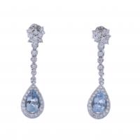 174-WHITE GOLD EARRINGS WITH AQUAMARINE AND DIAMONDS.