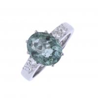 155-WHITE GOLD RING WITH TOURMALINE AND DIAMONDS.
