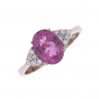 64-ROSE GOLD RING WITH TOURMALINE AND DIAMONDS.