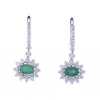 175-WHITE GOLD EARRINGS WITH EMERALDS AND DIAMONDS.