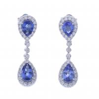 178-WHITE GOLD EARRINGS WITH TANZANITES AND DIAMONDS.