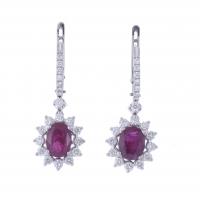173-WHITE GOLD, RUBY AND DIAMONDS EARRINGS.