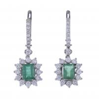 180-WHITE GOLD EARRINGS WITH EMERALDS AND DIAMONDS.