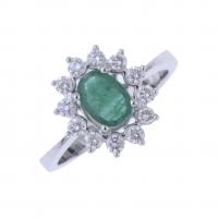 83-WHITE GOLD RING WITH DIAMONDS AND EMERALD.