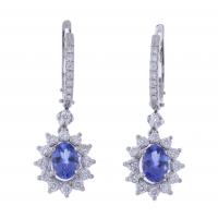 181-WHITE GOLD EARRINGS WITH TANZANITES AND DIAMONDS.