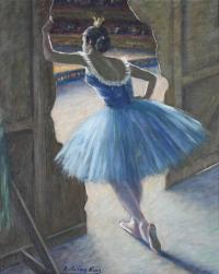 651-RAMON RIBAS RIUS (1903 - 1983). "DANCER AT THE BACKSTAGE".