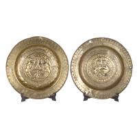 65-TWO GERMAN ALMS BOWLS, 15TH-17TH CENTURIES.