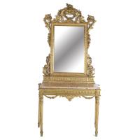 479-SPANISH LOUIS XVI CONSOLE WITH MIRROR, LATE 18TH CENTURY-EARLY 19TH CENTURY.
