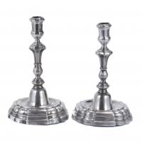 9-TWO SILVER CANDLESTICKS FROM BARCELONA, 18TH CENTURY.