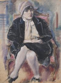 525-CRISTOBAL ARTECHE (XX). "PARISINA CON TRAJE NEGRO", París 1931.