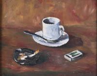 671-ÀNGEL TORRES ESCOLAR (1920-2007). "STILL LIFE WITH A CUP AND AN ASHTRAY". 
