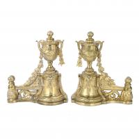 263-PAIR OF FRENCH FIREPLACE ANDIRONS, LOUIS XVI STYLE, 19TH CENTURY.