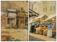 670-ARCADI CASANOVAS CLARAMUNT (19TH-20TH CENTURY). PAIR OF MARKET SCENES.