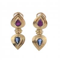 51-EARRINGS WITH RUBIES AND SAPPHIRES.