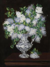 18057-ÁNGELES AMUNDARAIN (SIGLO XX). "BODEGÓN DE LILAS".