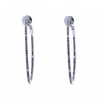 151-CREOLE EARRINGS WITH BLACK AND WHITE DIAMONDS.