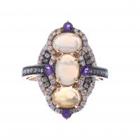 24-OPALS AND DIAMONDS RING.