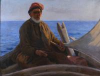 678-LAUREÀ BARRAU BUÑOL (1864-1957) "FISHERMAN", Ca. 1908.