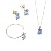 170-SET OF RING, EARRINGS AND PENDANT WITH BLUE TOPAZ.