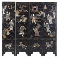 233-CHINESE FOUR-LEAF FOLDING SCREEN, EARLY 20TH CENTURY.