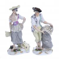 133-"PEASANTS", PAIR OF FRENCH GERMAN FIGURES, MID 20TH CENTURY.