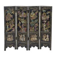 232-SMALL CHINESE FOUR-LEAF TABLE SCREEN, MID 20TH CENTURY.