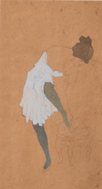 371-CATALAN SCHOOL, EARLY 20TH CENTURY. FOLLOWER OF XAVIER GOSÉ (1876-1915). "GIRL GETTING DRESSED". 