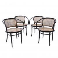 315-AUGUST THONET (1859-1910). SET OF FOUR B9 CHAIRS WITH ARMCHAIRS, CZECH REPUBLIC, EARLY 20TH CENTURY.