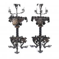 87-PAIR OF CATALAN MODERNIST CANDELABRA, LATE 19TH - EARLY 20TH CENTURY
