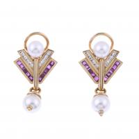 4-EARRINGS WITH DIAMONDS, RUBIES AND PEARLS.