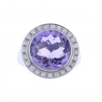 114-LARGE AMETHYST AND DIAMONDS RING.