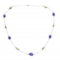 227-LONG NECKLACE WITH GREEN AND PURPLE TOPAZES.