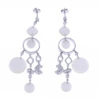 7-FANTASY LONG EARRINGS WITH DIAMONDS AND MOTHER-OF-PEARL.