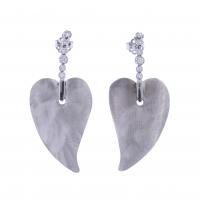 25-LONG LEAF-SHAPED EARRINGS WITH DIAMONDS.