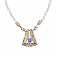 232-NECKLACE WITH PEARLS, GOLD CENTRE, DIAMONDS AND SAPPHIRE.
