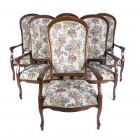 201-SET OF SIX "VOLTAIRE" ARMCHAIRS, MID 20TH CENTURY.