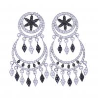 93-LONG EARRINGS WITH BLACK AND WHITE DIAMONDS.