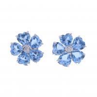 29-TOPAZES AND DIAMONDS FLORAL EARRINGS.