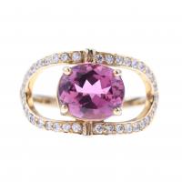 144-RING WITH ROSE TOURMALINE AND DIAMONDS.