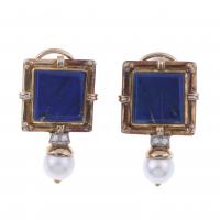 64-EARRINGS WITH LAPIS LAZULI AND PEARL.
