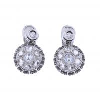 74-ANTIQUE LONG EARRINGS WITH DIAMONDS ROSETTES.
