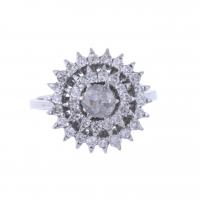 146-DOUBLE ROSETTE RING WITH DIAMONDS BORDER.