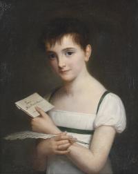 453-PAULINE AUZOU (1775-1835).  "PORTRAIT OF A GIRL", 1809.
