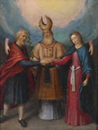 417-ESCUELA ITALIANA O FLAMENCA, FIN. SIGLO XVI-SIGLO XVII. "LOS DESPOSORIOS DE LA VIRGEN".