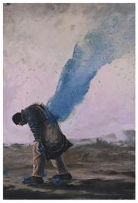 5897-JOSÉ ENGUIDANOS (20TH C.). "CHARACTER WITH BLUE SMOKE", 2006.
