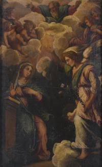 430-ATTRIBUTED TO THE ITALIAN OR SPANISH SCHOOL, CIRCA 1600. "THE ANNUNCIATION". 