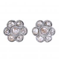 24-PENDIENTES ROSETONES DE DIAMANTES DEL SIGLO XIX.