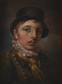 630-BRITISH SCHOOL, FIRST HALF 19TH CENTURY. "YOUNG MAN WITH A HAT".
