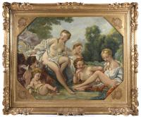 583-20TH CENTURY FRENCH SCHOOL. "VENUS IN THE BATH SURROUNDED BY NYMPHS AND CUPIDS".